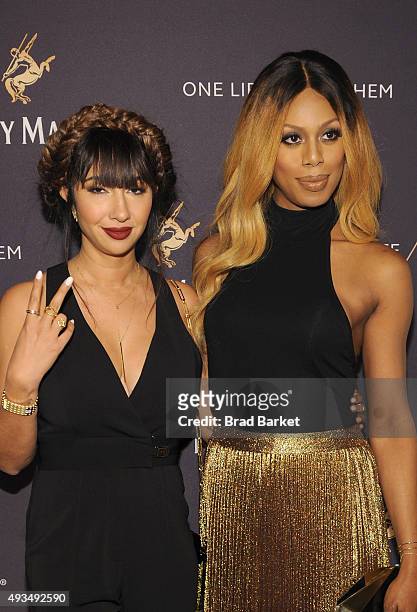 Jackie Cruz and Laverne Cox attend One Life/Live Them presented by Remy Martin and Jeremy Renner on October 20, 2015 in New York City.