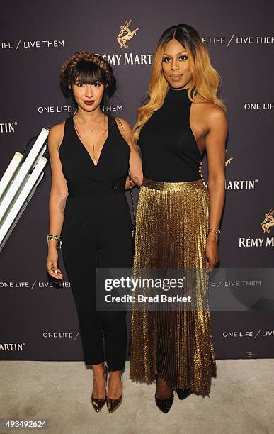 Jackie Cruz and Laverne Cox attend One Life/Live Them presented by Remy Martin and Jeremy Renner on October 20, 2015 in New York City.