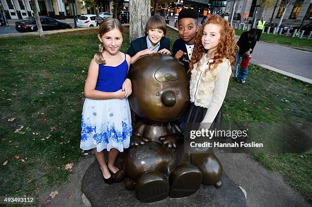 Hadley Belle Miller, voice of Lucy, Noah Schnapp, voice of Charlie Brown, Mar Mar, voice of Franklin, and Francesca Capaldi, voice of Little Red...