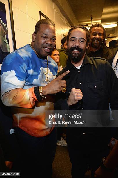 Rapper Busta Rhymes and reggae artist Damian Marley appear backstage during TIDAL X: 1020 Amplified by HTC at Barclays Center of Brooklyn on October...