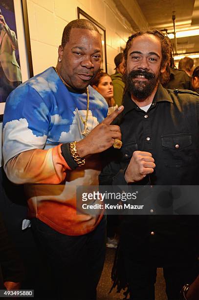 Rapper Busta Rhymes and reggae artist Damian Marley appear backstage during TIDAL X: 1020 Amplified by HTC at Barclays Center of Brooklyn on October...