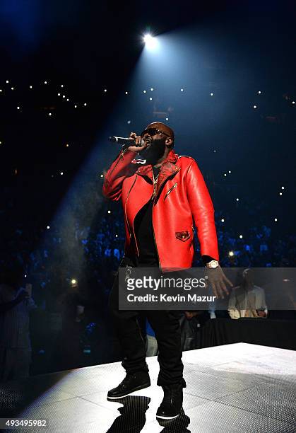 Rapper Rick Ross performs onstage during TIDAL X: 1020 Amplified by HTC at Barclays Center of Brooklyn on October 20, 2015 in New York City.