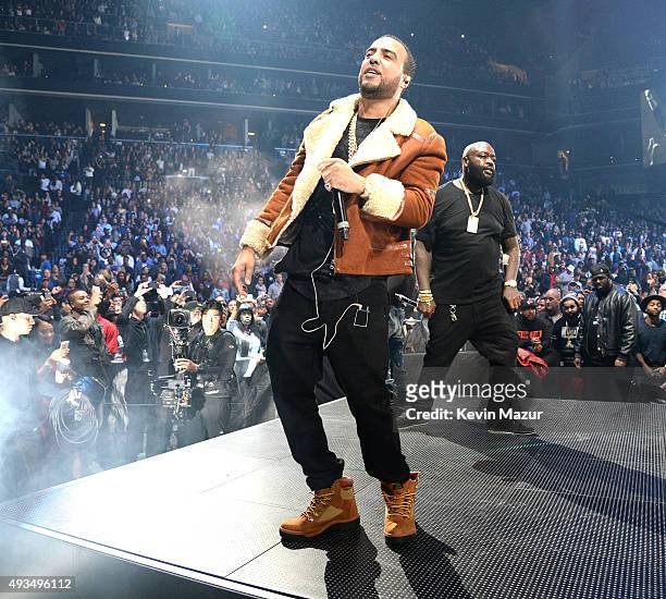 Rappers French Montana and Rick Ross perform onstage during TIDAL X: 1020 Amplified by HTC at Barclays Center of Brooklyn on October 20, 2015 in New...