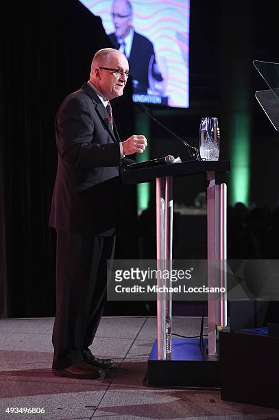 Don Sabo accepts the Billie Jean King Contribution Award onstage at the 36th Annual Salute to Women In Sports at Cipriani Wall Street on October 20,...