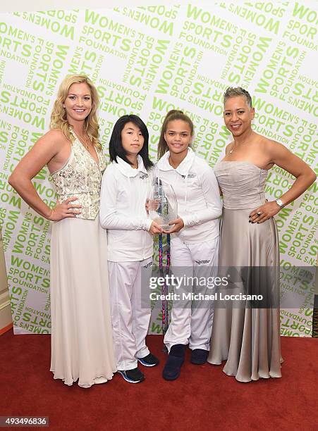 Tennis players Katrina Adams and Coco Vandeweghe pose backstage during the 36th Annual Salute to Women In Sports at Cipriani Wall Street on October...