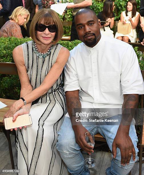 Vogue Editor in Chief Anna Wintour and recording artist Kanye West attend CFDA/Vogue Fashion Fund Show and Tea at Chateau Marmont on October 20, 2015...