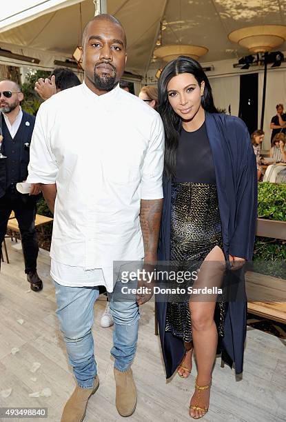 Recording artist Kanye West and TV personality Kim Kardashian attend CFDA/Vogue Fashion Fund Show and Tea at Chateau Marmont on October 20, 2015 in...