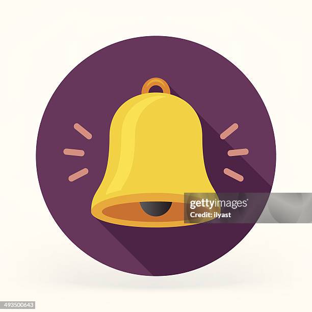 ilustrações de stock, clip art, desenhos animados e ícones de ícone plana bell - lembrança