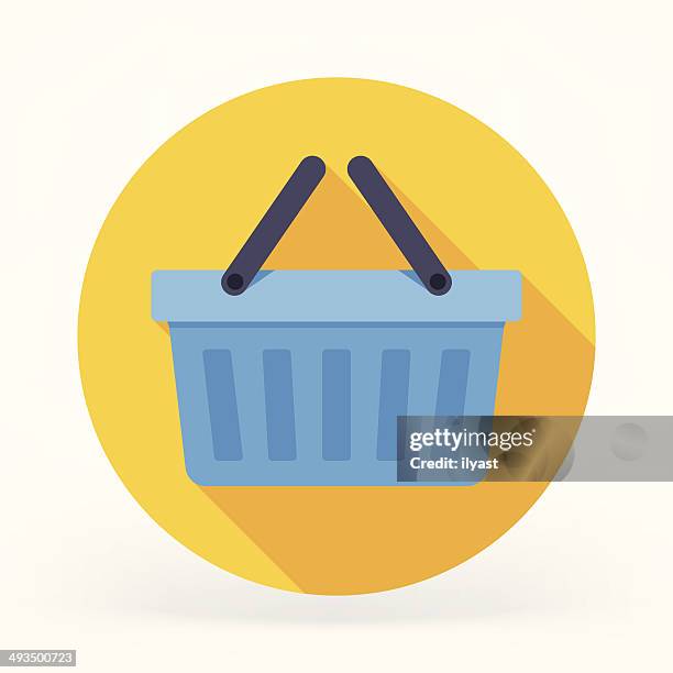 illustrations, cliparts, dessins animés et icônes de plat icône de panier - panier à provision