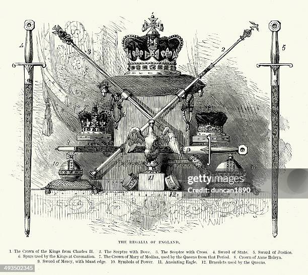 the regallia of england - scepter stock illustrations