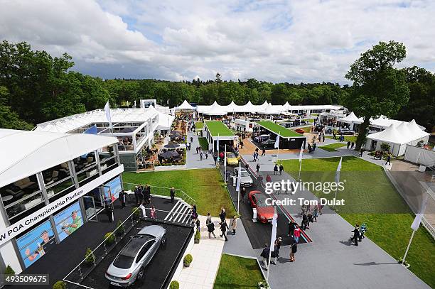 General view overlooking the tented village during day three of the BMW PGA Championship at Wentworth on May 24, 2014 in Virginia Water, England.