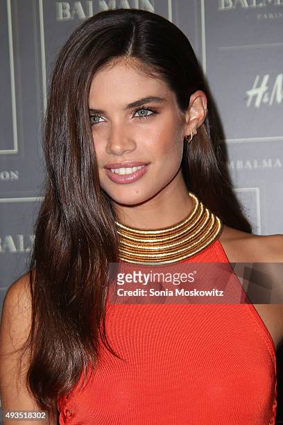 Sara Sampaio arrives at the BALMAIN X H&M collection launch event at 23 Wall Street on October 20, 2015 in New York City.