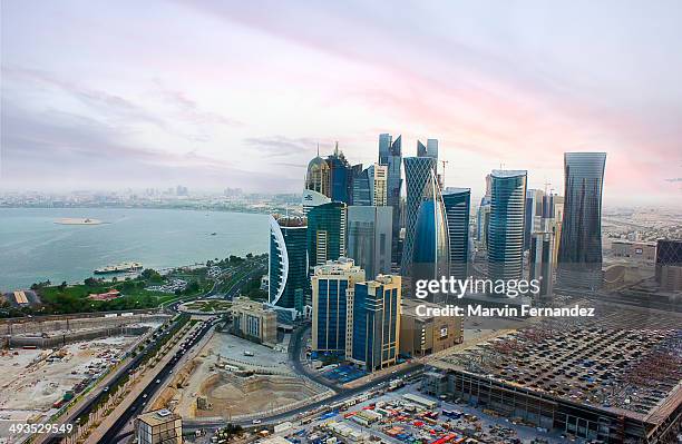 view of doha westbay - qatar skyline stock pictures, royalty-free photos & images