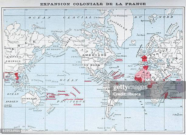 ilustraciones, imágenes clip art, dibujos animados e iconos de stock de antiguo mapa de colonias francesa - colonia