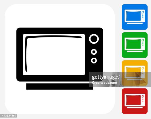 television icon flat graphic design - vintage television white background stock illustrations