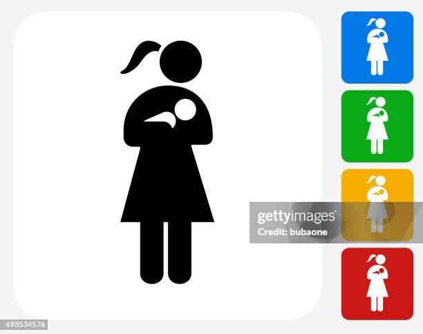 woman nursing a baby icon flat graphic design - nursery school building stock illustrations