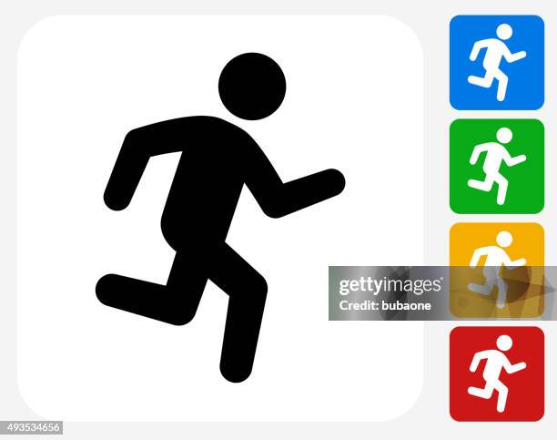 jogging icon flat graphic design - stick figure exercise stock illustrations