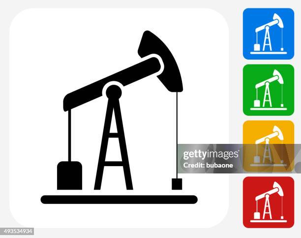 oil drill icon flat graphic design - hydraulic fracturing icons stock illustrations