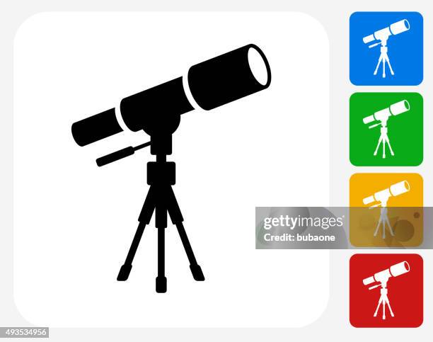 teleskop auf stativ symbol flache grafik design - tripod stock-grafiken, -clipart, -cartoons und -symbole