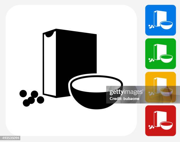 cereal icon flat graphic design - cereal boxes stock illustrations