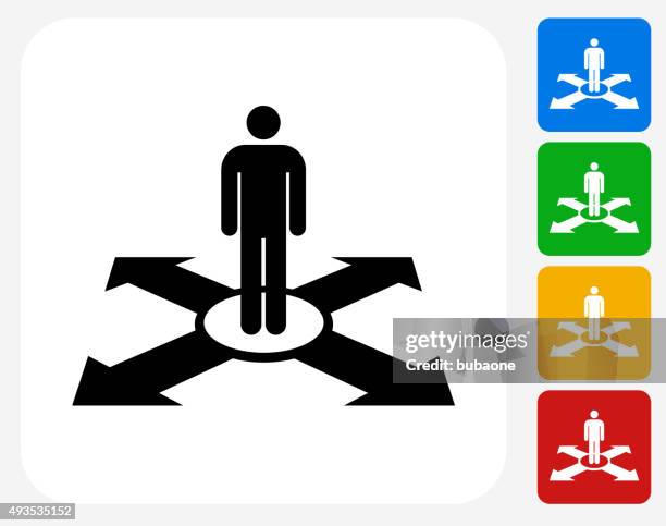 man and direction icon flat graphic design - compass white background stock illustrations