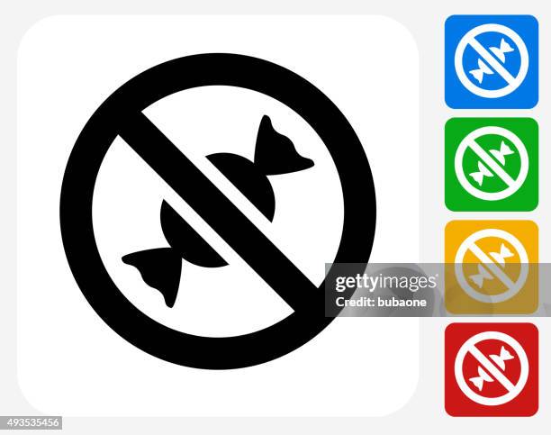 no candy allowed icon flat graphic design - sugar cane stock illustrations