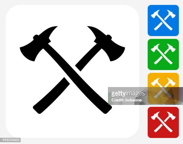 axe icon flat graphic design - fireman axe stock illustrations