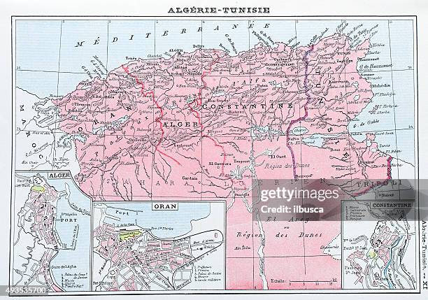 antique map of algeria and tunisia - tunisia 幅插畫檔、美工圖案、卡通及圖標