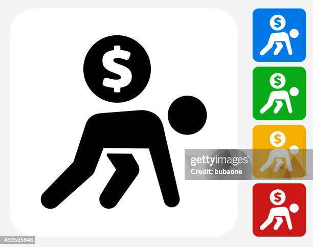 carrying coin icon flat graphic design - crawling stock illustrations