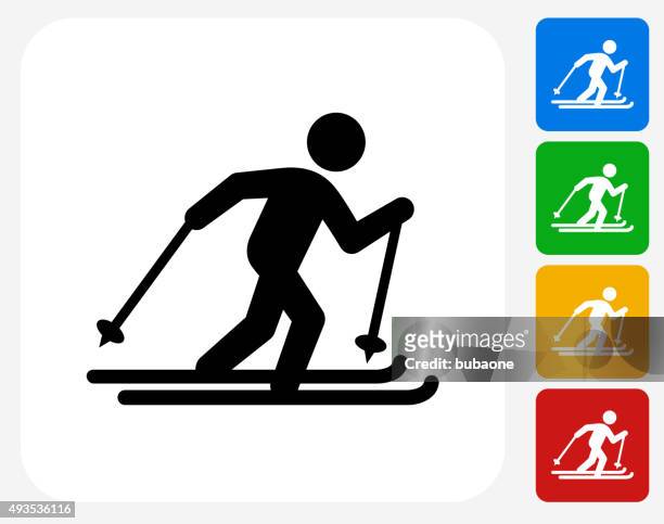 ski-symbol flache grafik design - winter triathlon stock-grafiken, -clipart, -cartoons und -symbole