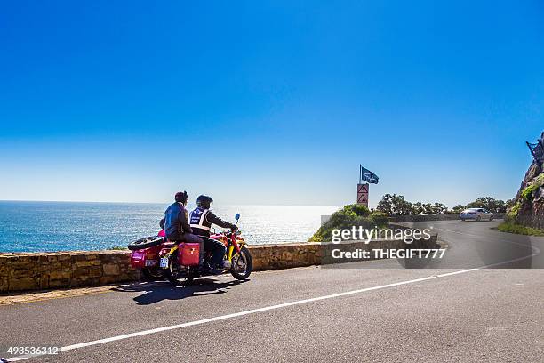 motorrad mit beiwagen touren in kapstadt - motorbike flag stock-fotos und bilder