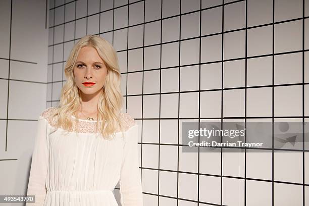 Poppy Delevingne poses for a photo at the launch of the first Australian MRP store at Melbourne Central on October 21, 2015 in Melbourne, Australia.