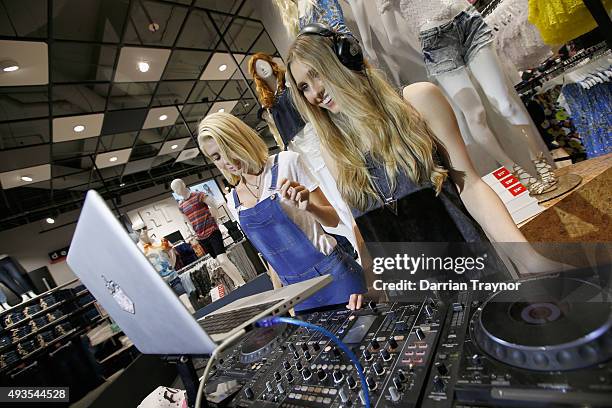 S play music in store at the launch of the first Australian MRP store at Melbourne Central on October 21, 2015 in Melbourne, Australia.