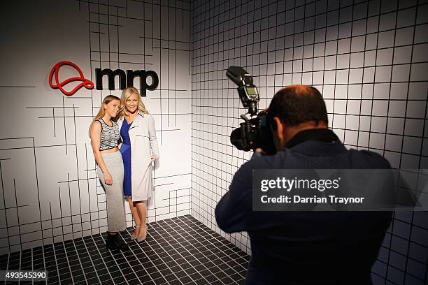 Channel 9 personality Jo Hall poses for a photo with her daughter Emmerson at the launch of the first Australian MRP store at Melbourne Central on...