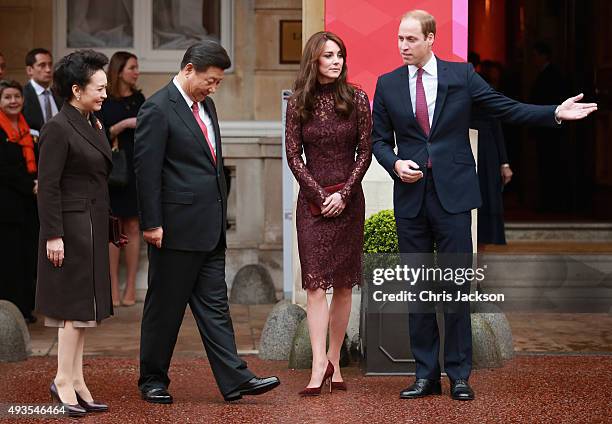 Prince William, Duke of Cambridge and Catherine, Duchess of Cambridge welcome the President of the Peoples Republic of China, Mr Xi Jinping and his...