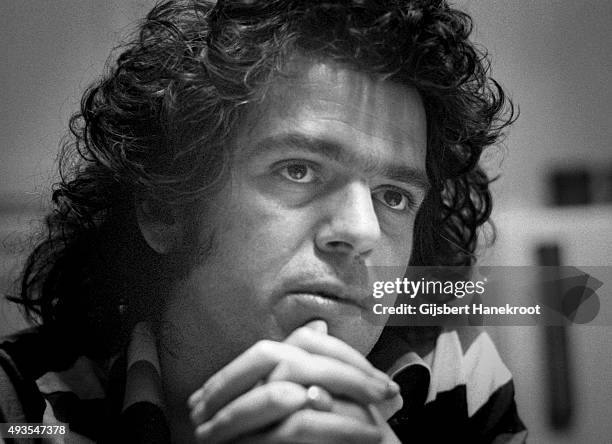 Portrait of singer-songwriter Tim Rose during an interview at the Rockfield Studios, Monmouth, Wales, United Kingdom, 1975.