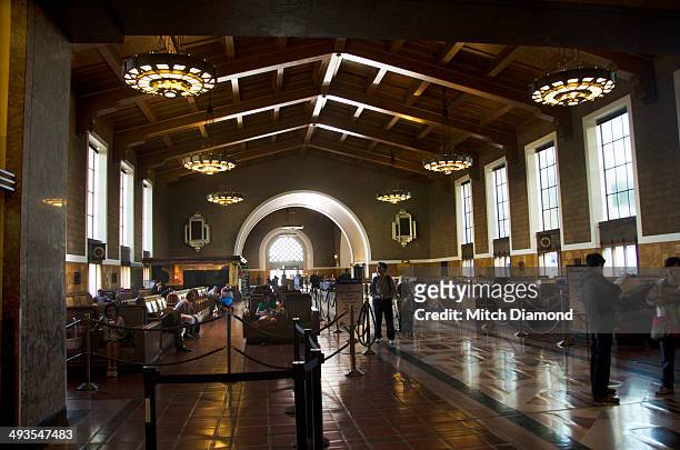 union station interior - union station los angeles stock pictures, royalty-free photos & images