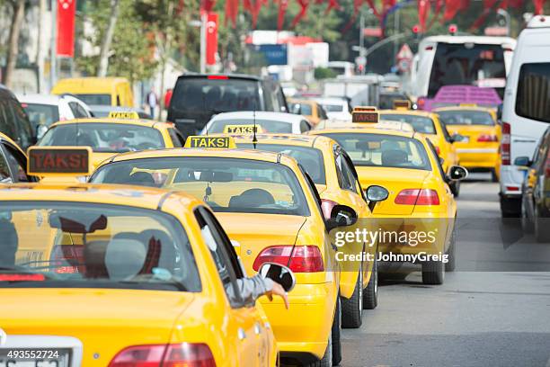 istanbul traffic - yellow taxi stock pictures, royalty-free photos & images