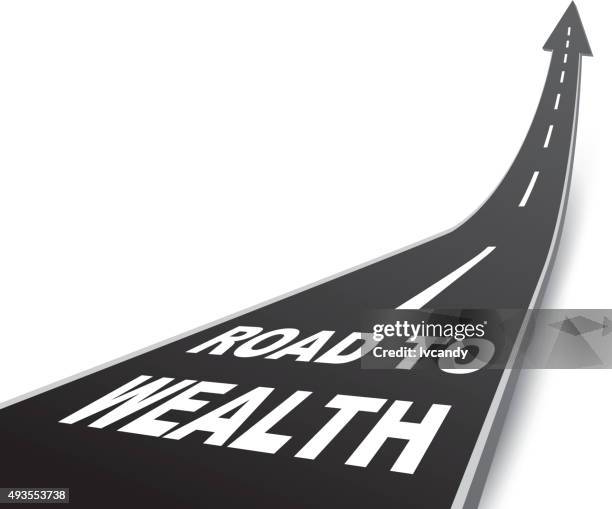 road to wealth - two roads stock illustrations