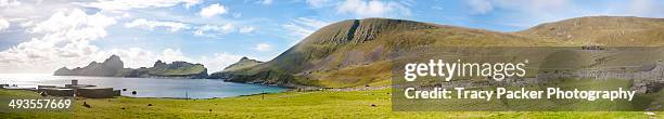 a panorama of village bay, on hirta, st kilda - st kilda stock-fotos und bilder