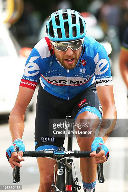 Ryder Hesjedal of Canada and Garmin-Sharp in action during the fourteenth stage of the 2014 Giro d'Italia, a 164km high mountain stage between Aglie...