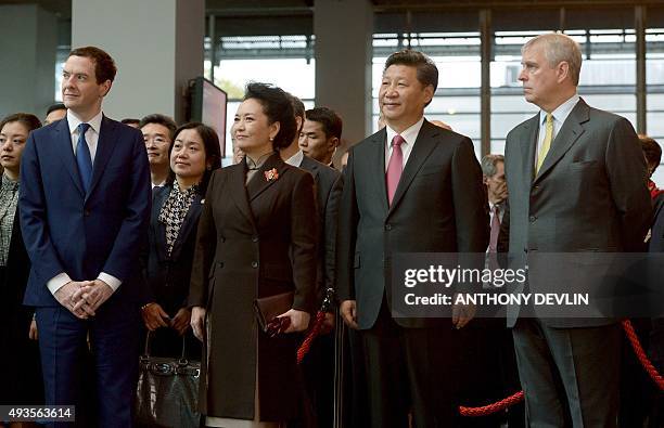 British Chancellor of the Exchequer George Osborne , Chinese First Lady Peng Liyuan , President Xi Jinping and Britain's Prince Andrew, Duke of York,...