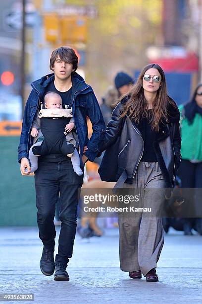 Keira Knightley, James Righton and their baby Edie Righton seen out walking on October 19, 2015 in New York City.