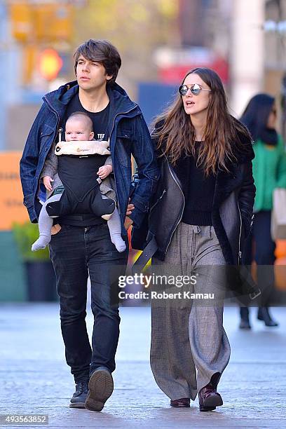 Keira Knightley, James Righton and their baby Edie Righton seen out walking on October 19, 2015 in New York City.