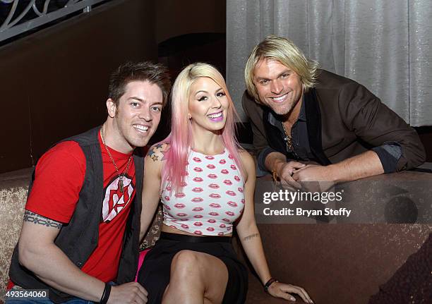 Television personality J.D. Scott, Anna Lee Belle and singer Marcus Collins of The Texas Tenors attend the "FANTASY" show's 2016 "FANTASY After Dark"...