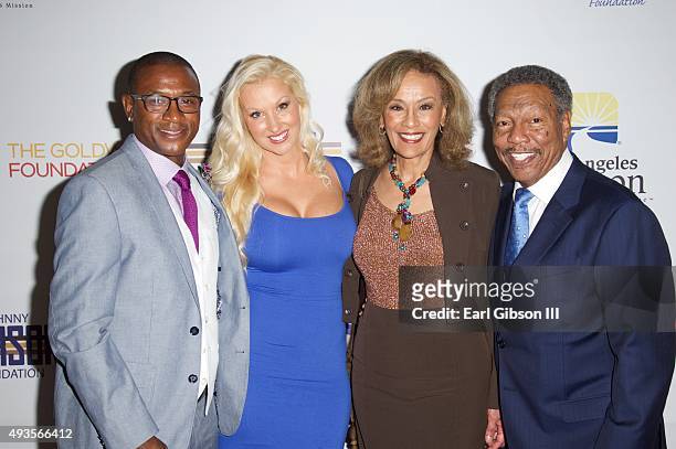 Tommy Davidson, Amanda Davidson, Marilyn McCoo and Billy Davis Jr. Pose for a photo at the Los Angeles Mission Gala at Four Seasons Hotel Los Angeles...