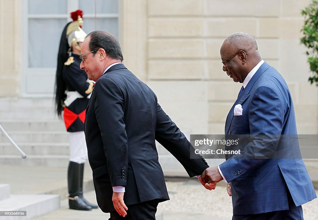 French President Francois Hollance Receives Malian President Ibrahim Boubacar Keita At Elysee Palace in Paris