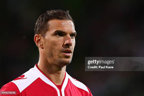 Ante Covic of the Glory looks on during the FFA Cup Semi Final match between Perth Glory and Melbourne City FC at nib Stadium on October 21, 2015 in...