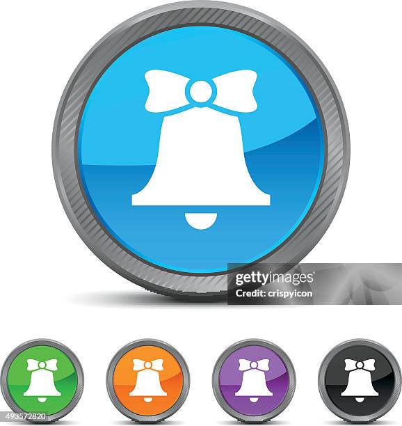 bell icon on circle buttons. - circledseries - orange bow white background stock illustrations