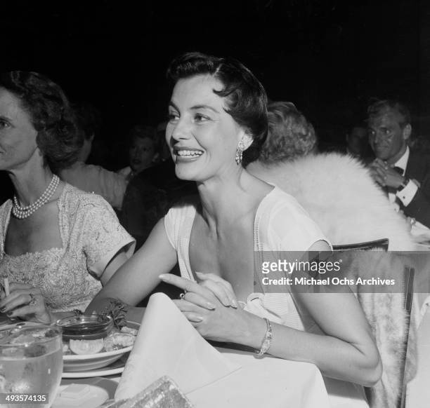 Actress Cyd Charisse with her husband Tony Martin attend the Friars Dinner in Los Angeles, California.